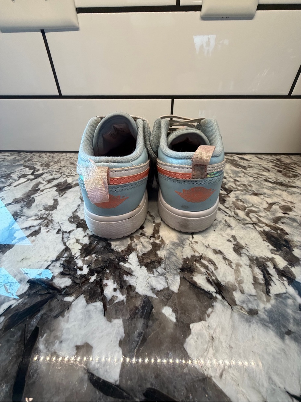 Nike Kids Light Blue and Peach Low-Top Sneakers